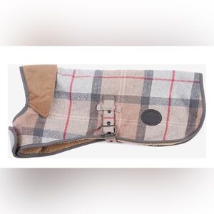 Barbour Wool Touch Dog Coat, Taupe/Pink Tartan, Medium